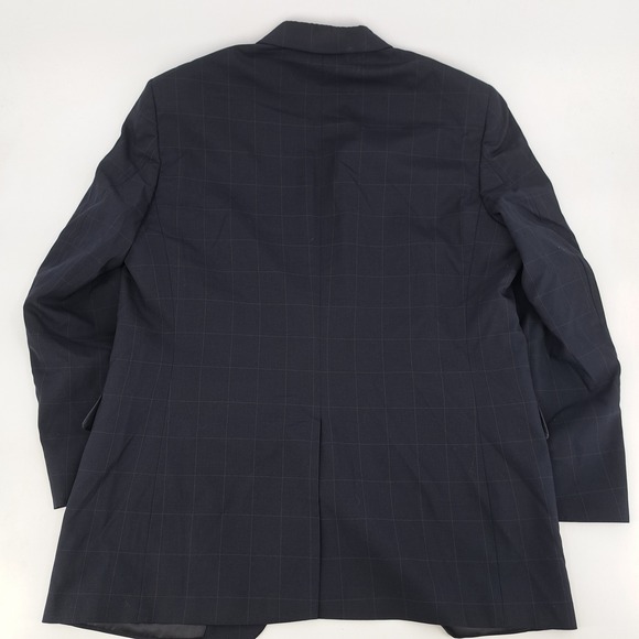 Jos A Bank Mens Navy 46L Blue Windowpane 100% Wool 2-Piece Suit Pants 40x31 - Picture 11 of 16